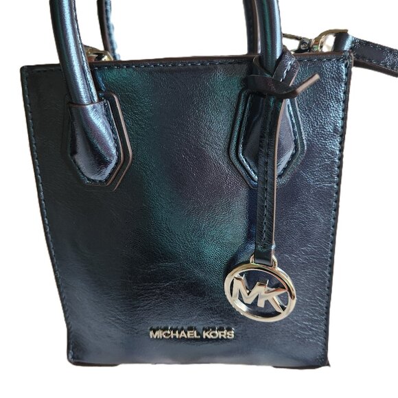 Mercer Extra-Small Patent Crossbody Bag Metallic Teal Blue - Picture 4 of 16